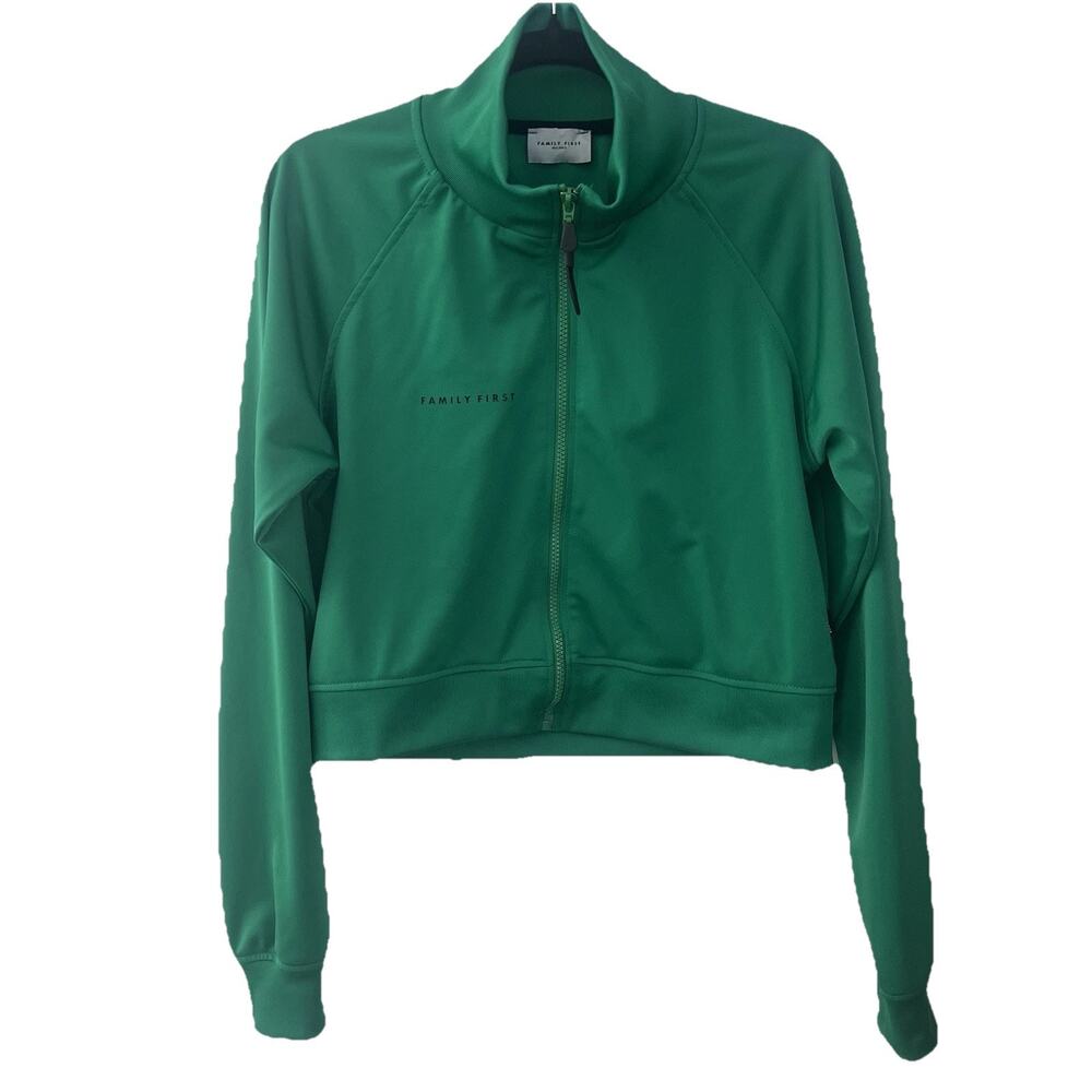 Family First Milano Women’s Full‎ Zip Crop Sweater Size Small Green